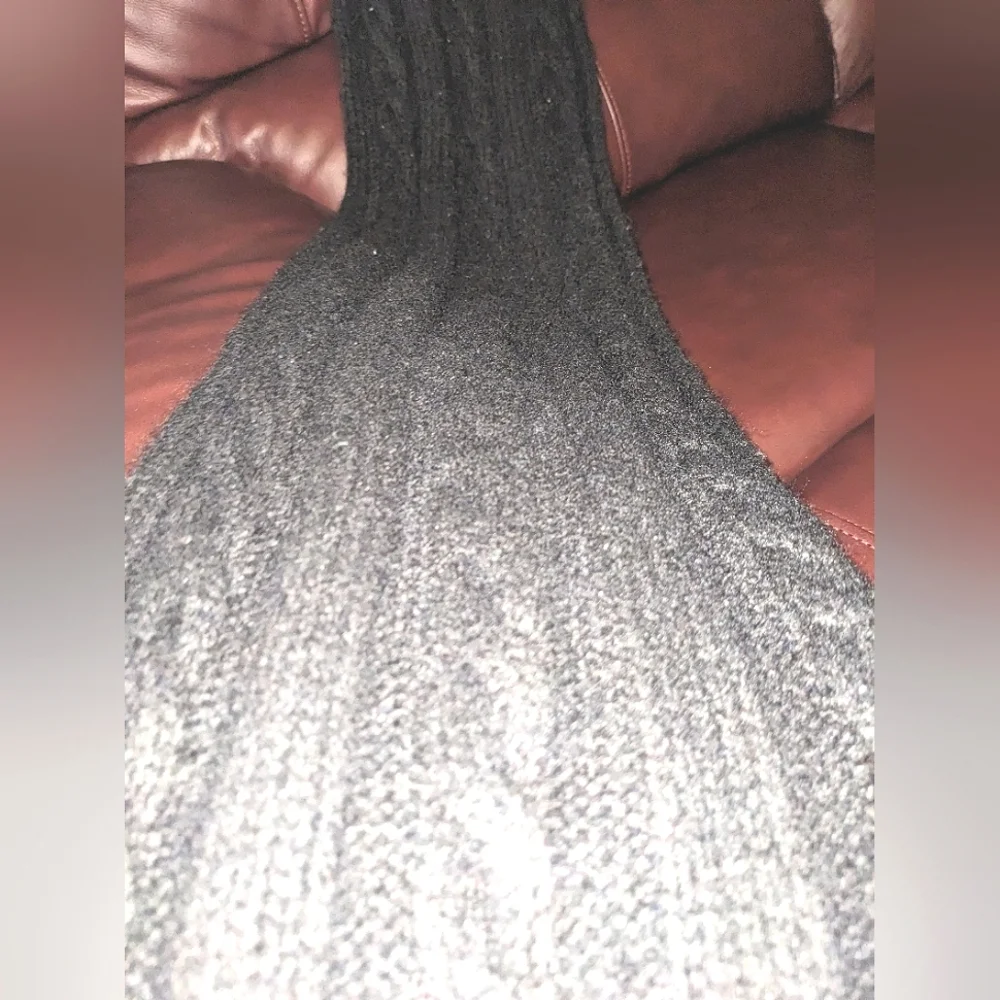 Nautica Unisex Thick Black Wool and Nylon Blend Cable Knit Scarf